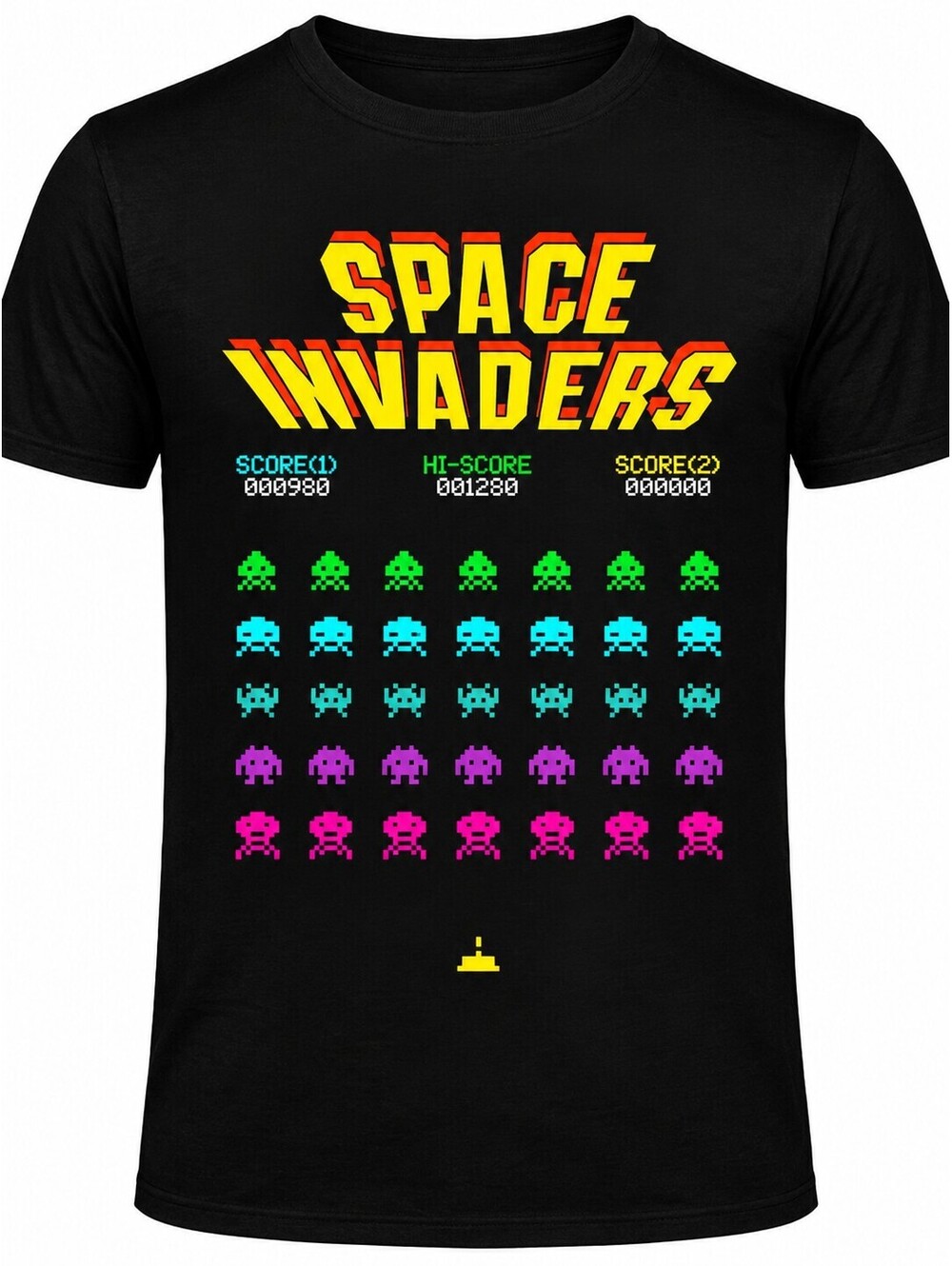 SPACE INVADERS T-Shirt - Black Cotton OLD SCHOOL game -Size L - NWOT NEW